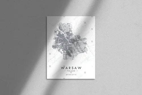 Warszawska mapa wektorowa w minimalistycznym stylu