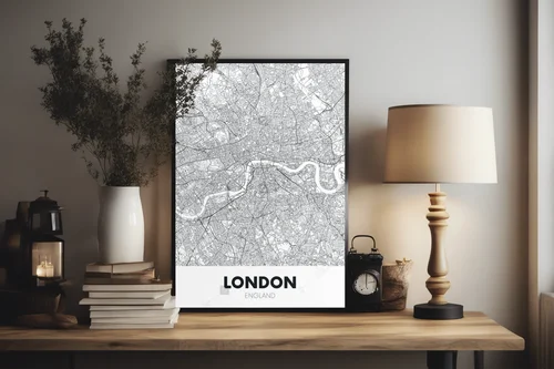 Artystyczna mapa Londynu w białej palecie