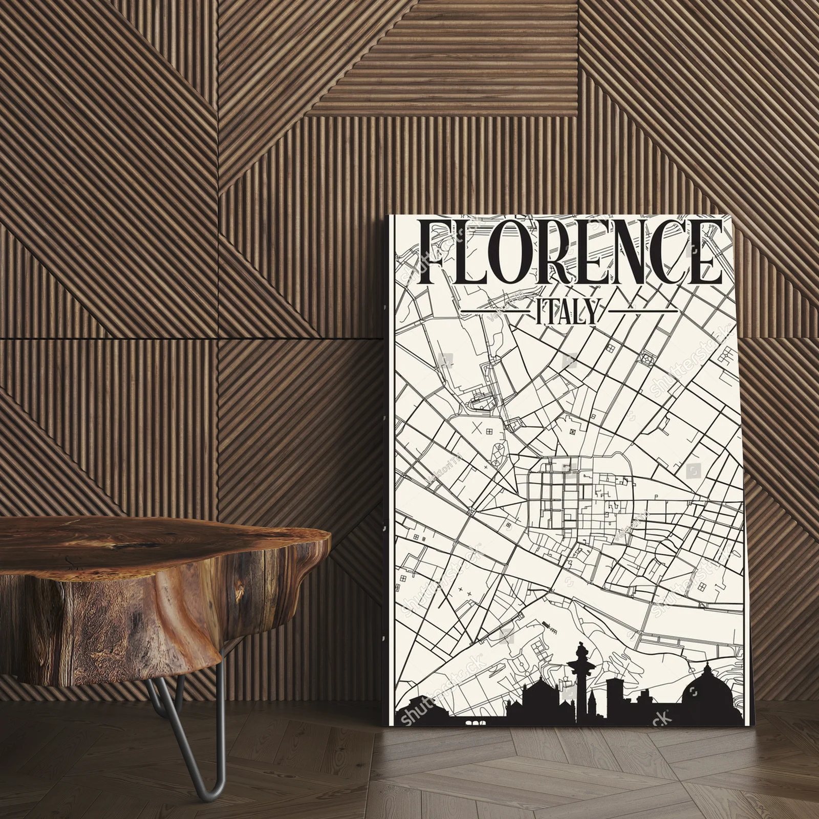 Stylowy retro plan ulic Florencji w pastelowych barwach