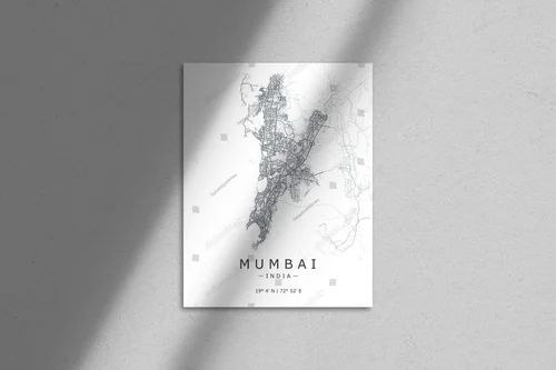Minimalistyczna mapa Mumbai: podróż w kolorze bieli