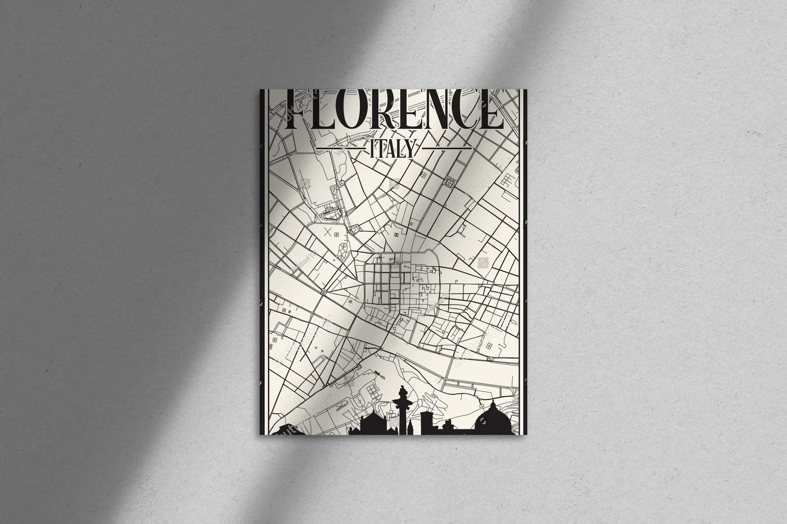 Stylowy retro plan ulic Florencji w pastelowych barwach