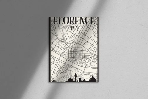 Stylowy retro plan ulic Florencji w pastelowych barwach
