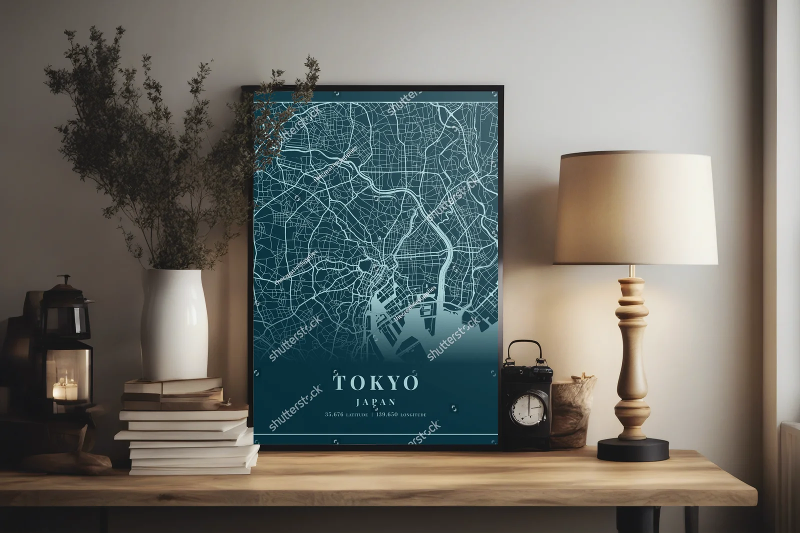 Miejski pejzaż Tokio w odcieniach cyjanu