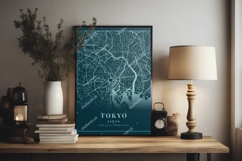Miejski pejzaż Tokio w odcieniach cyjanu