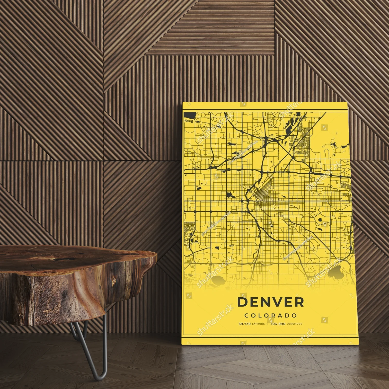 Nowoczesna mapa Denver w kolorach słońca