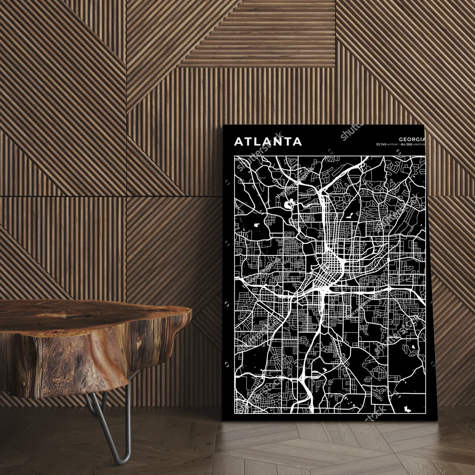 Elegancka mapa Atlanty w minimalistycznej formie