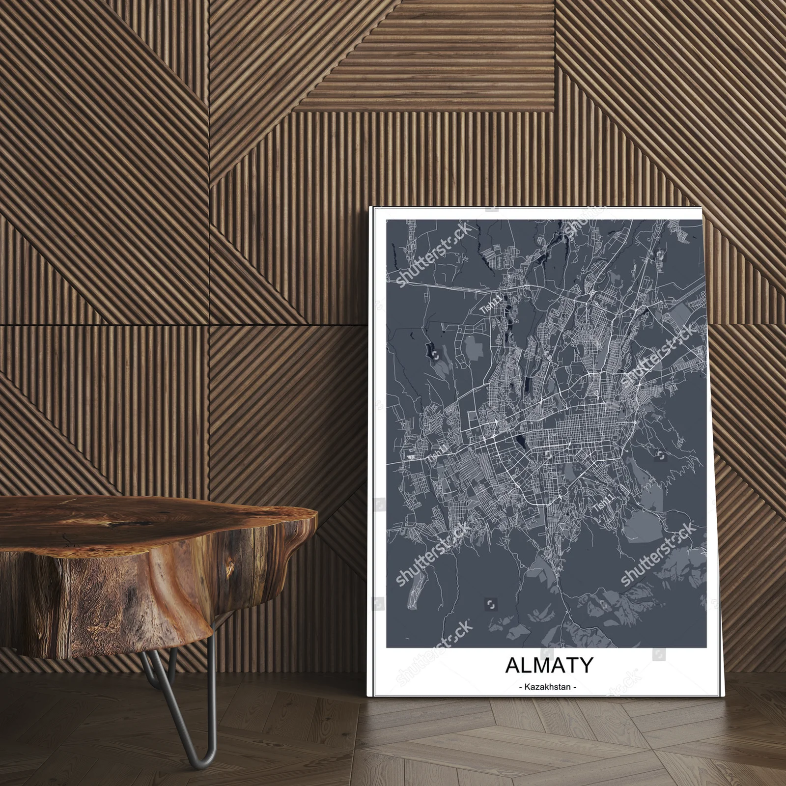 Urbanistyczna mapa Almaty w stonowanej palecie