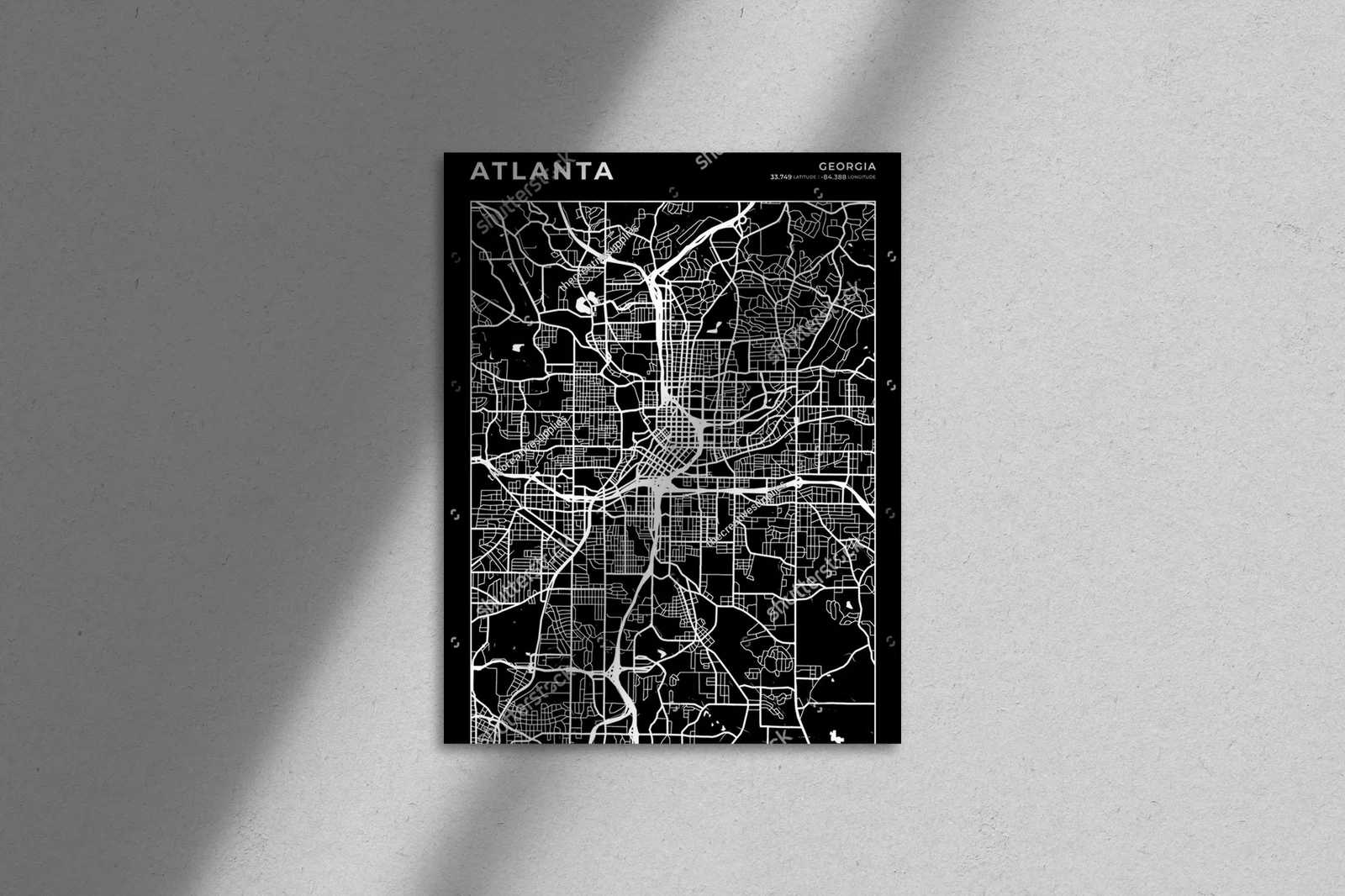 Elegancka mapa Atlanty w minimalistycznej formie