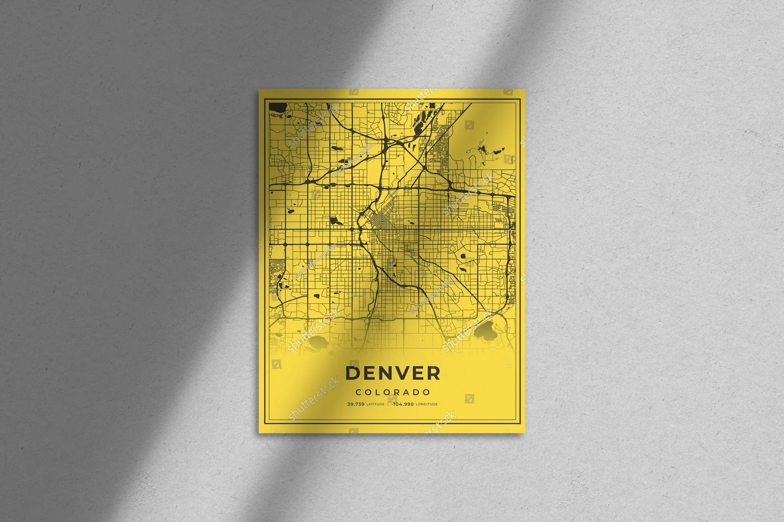 Nowoczesna mapa Denver w kolorach słońca