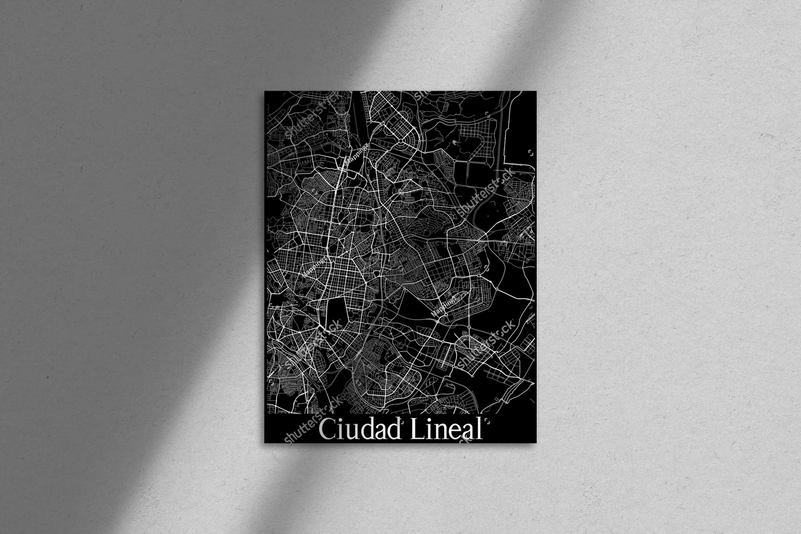 Monochromatyczna Mapa Miejską Ciudad Lineal