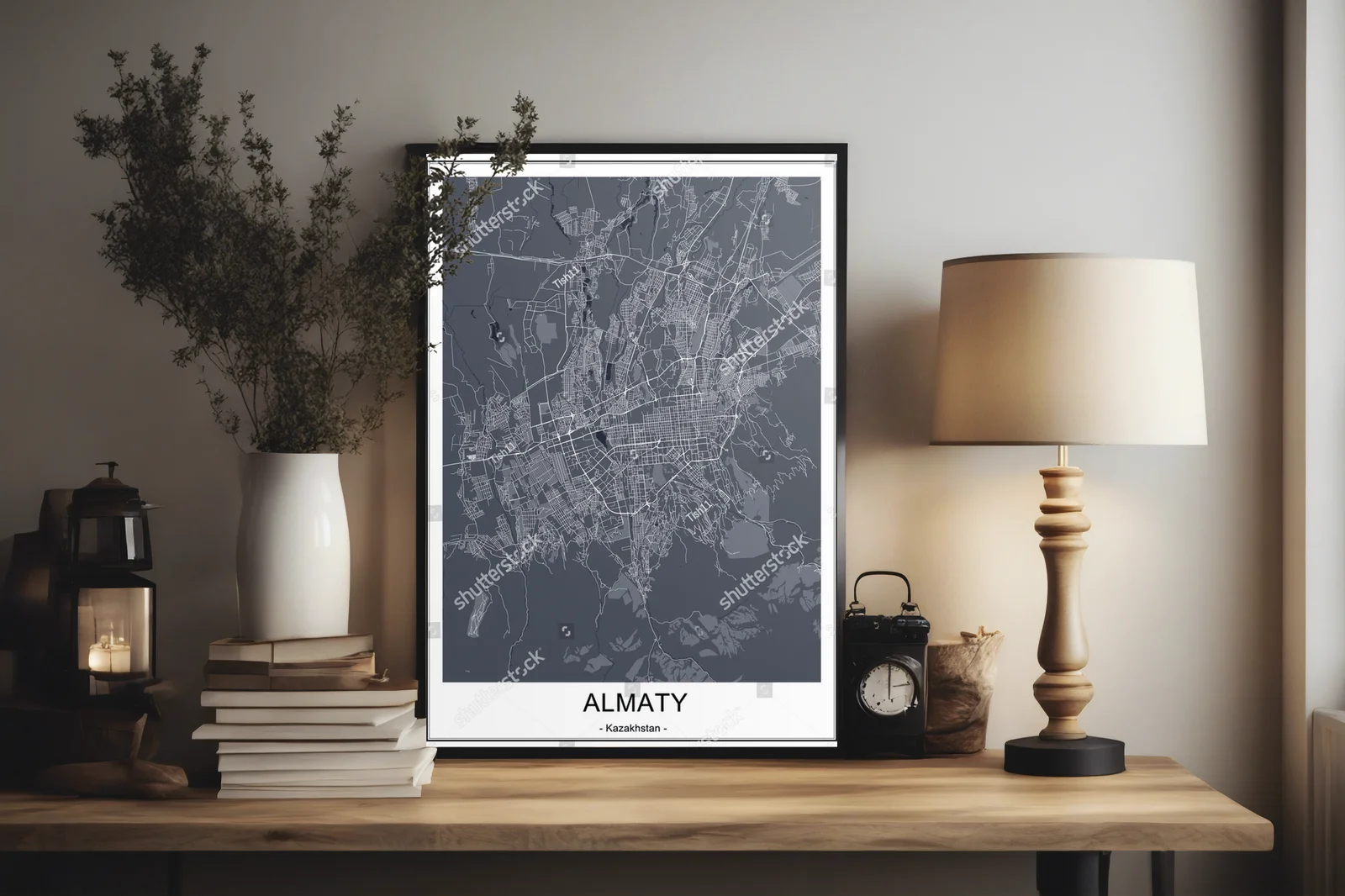Urbanistyczna mapa Almaty w stonowanej palecie