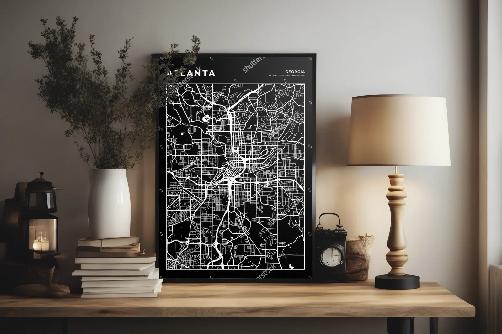 Elegancka mapa Atlanty w minimalistycznej formie