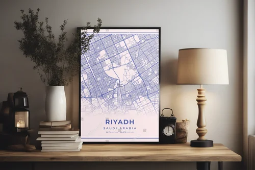 Pastelowy urok Riyad: Mapa miasta w stonowanych tonach