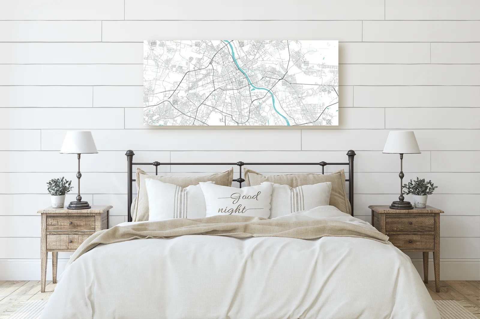 Artystyczna mapa Warszawy w monochromatycznych barwach