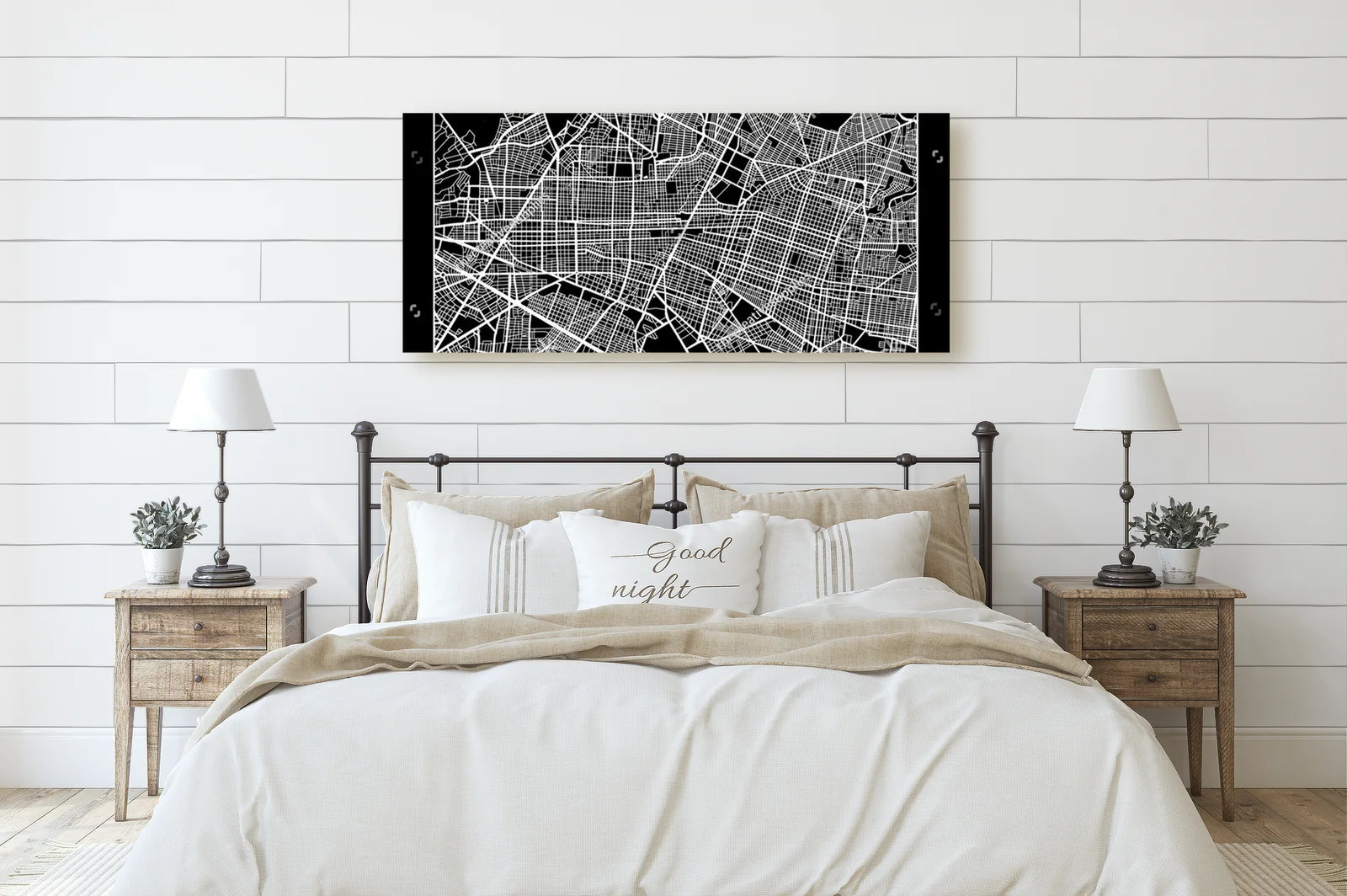 Nowoczesna mapa Guadalajara w monochromatycznej aranżacji