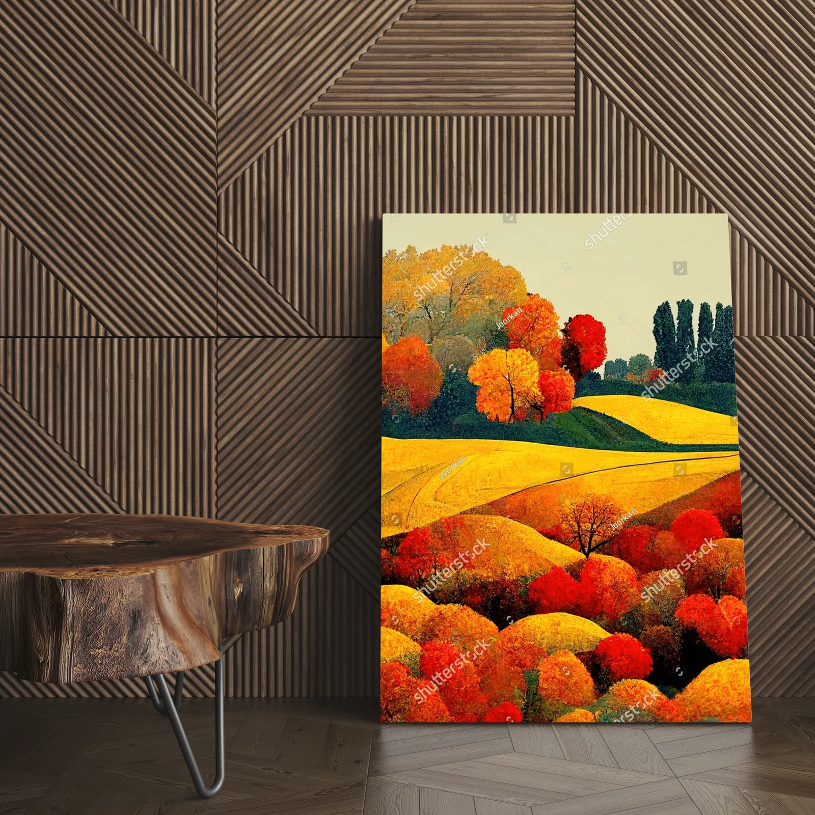 Kolorowe pejzaże jesieni w stylu pop art