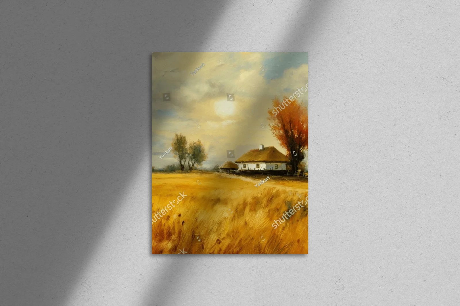 Nostalgiczny pejzaż wiejski z dawnym domem