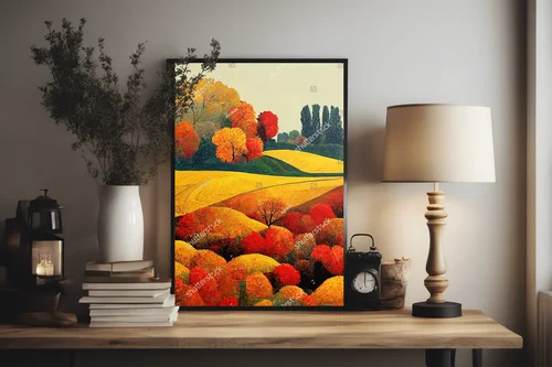 Kolorowe pejzaże jesieni w stylu pop art