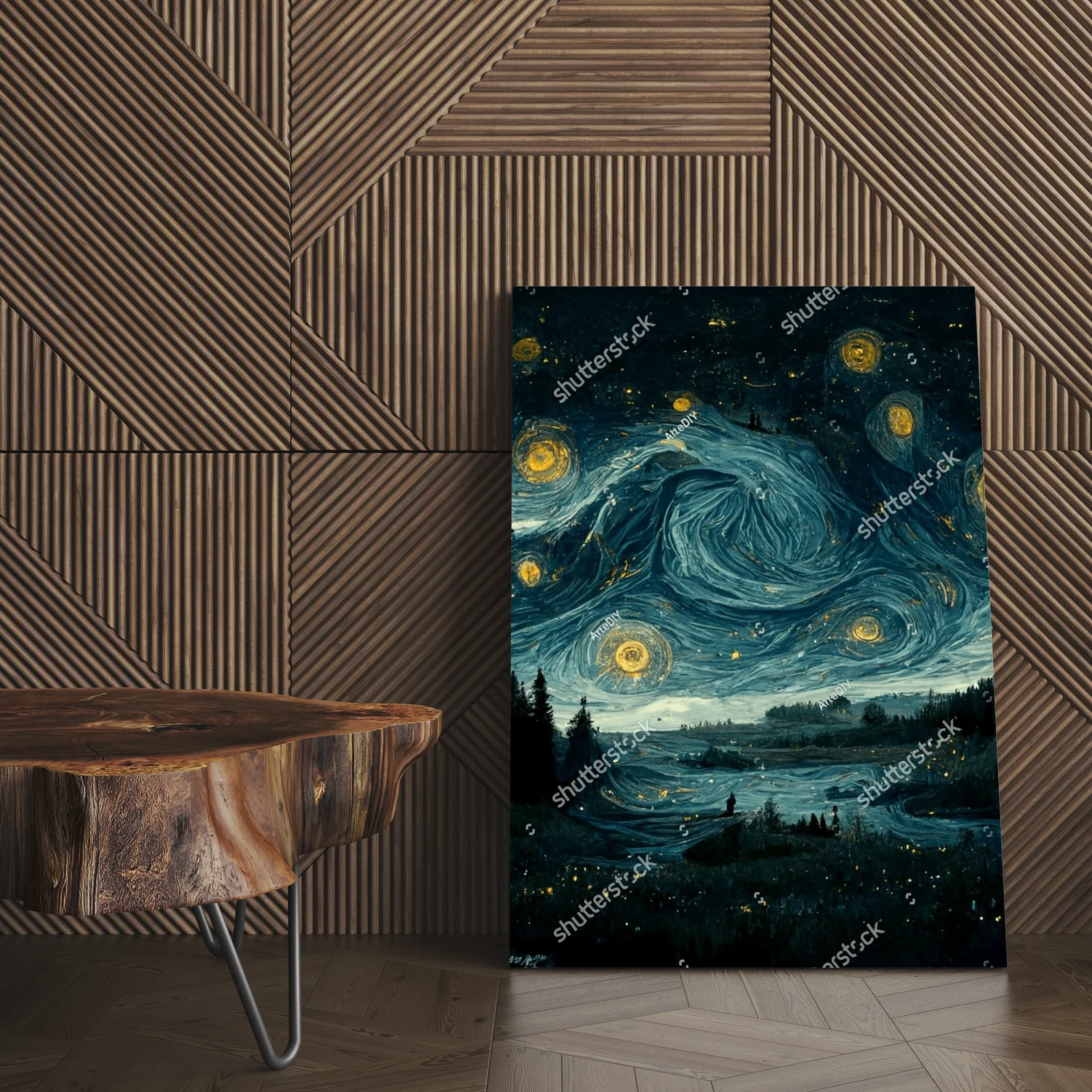 Nocny pejzaż Van Gogha przekształcony w sztukę cyfrową