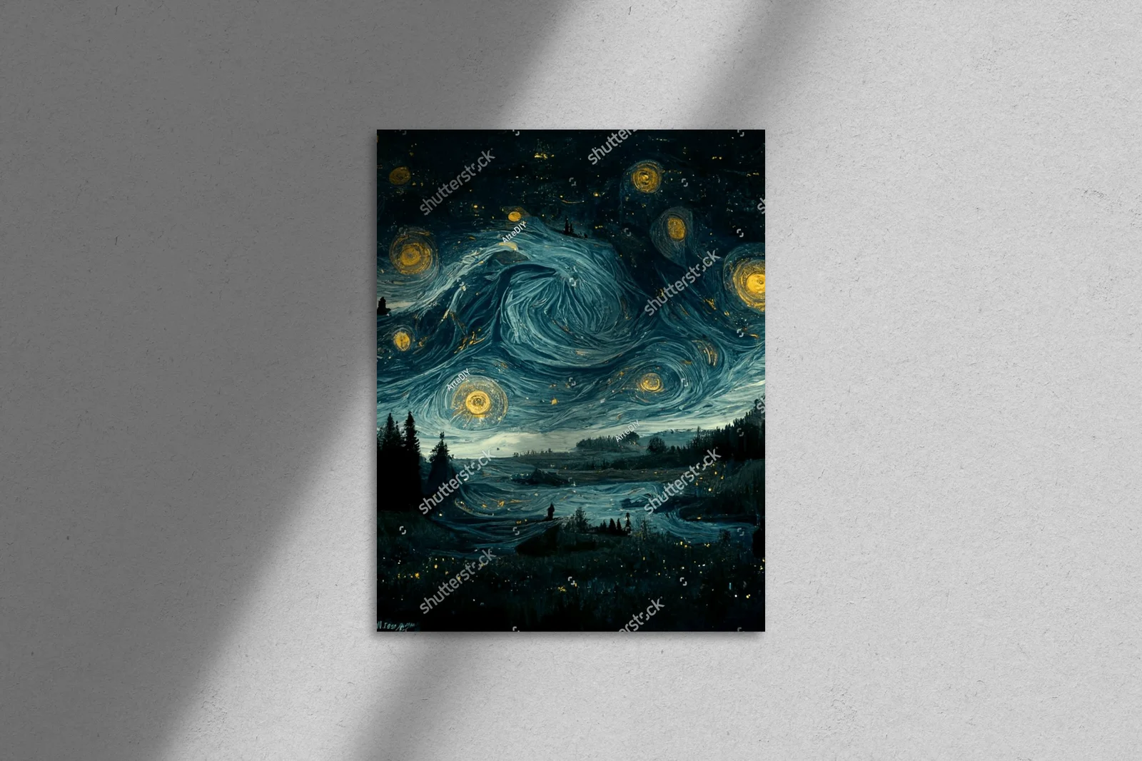 Nocny pejzaż Van Gogha przekształcony w sztukę cyfrową