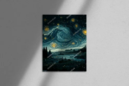 Nocny pejzaż Van Gogha przekształcony w sztukę cyfrową