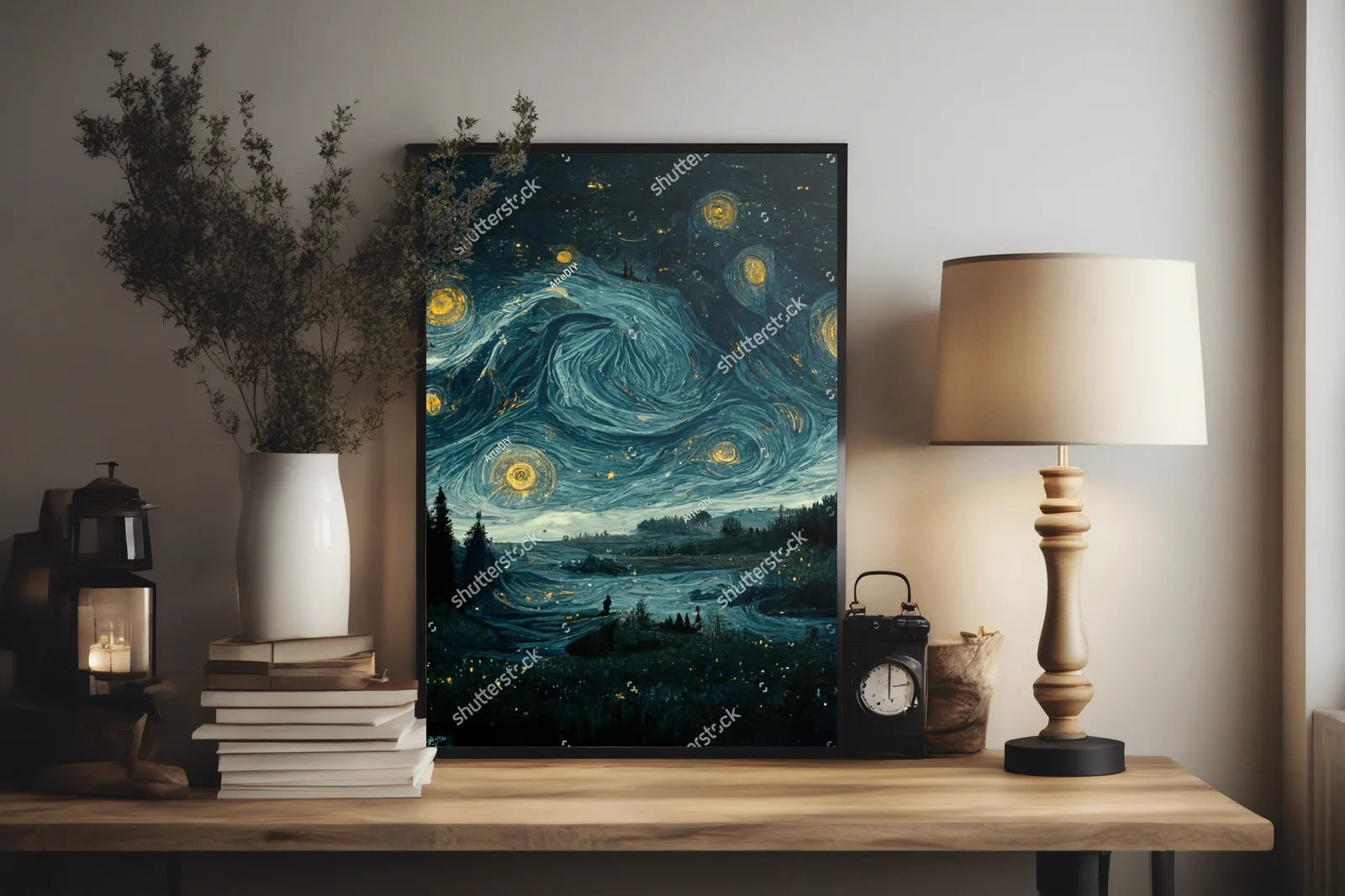 Nocny pejzaż Van Gogha przekształcony w sztukę cyfrową