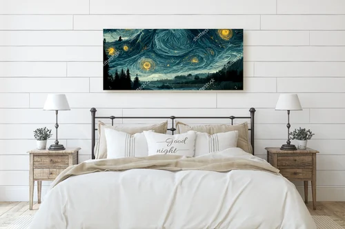 Nocny pejzaż Van Gogha przekształcony w sztukę cyfrową