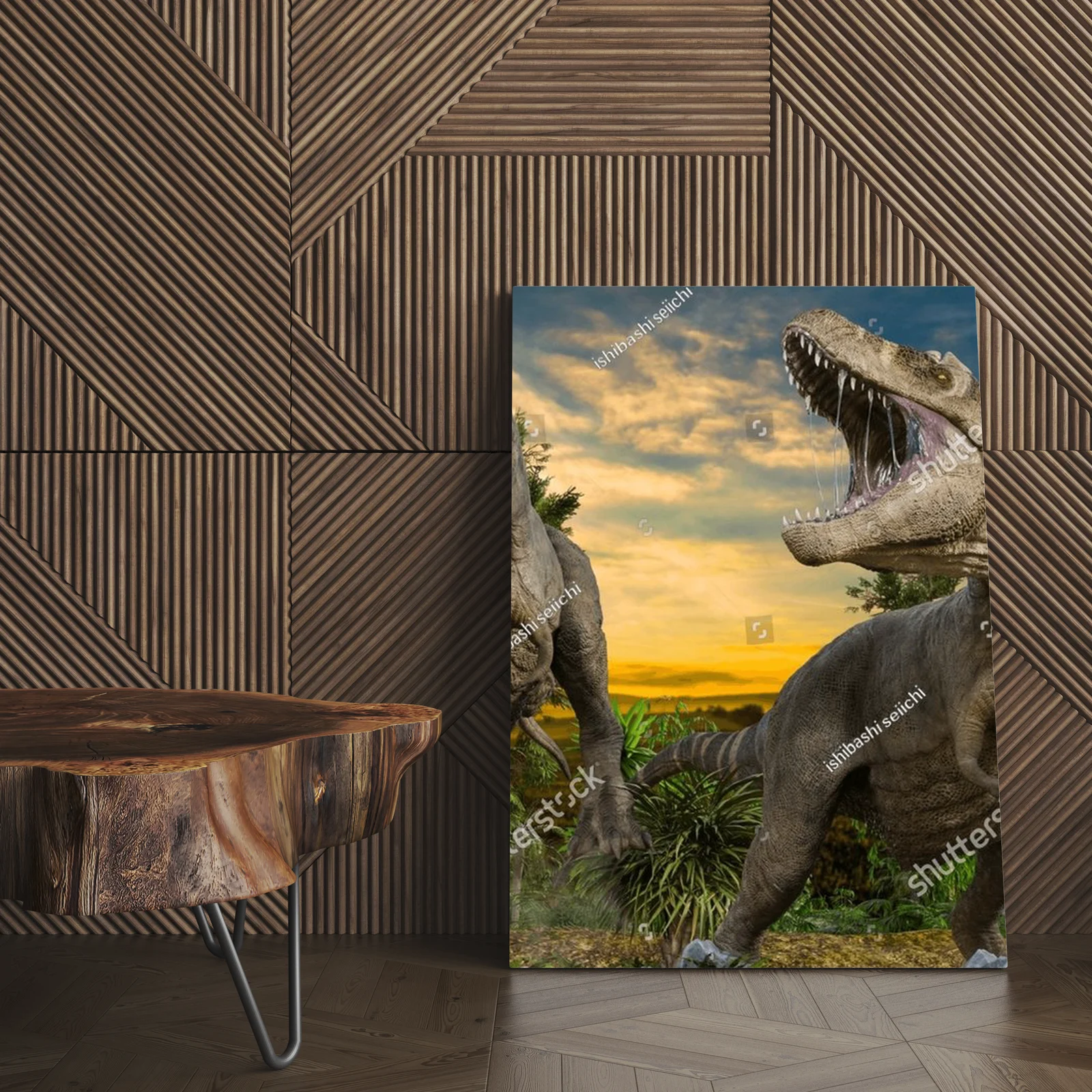Potężne tyranozaury w majestatycznej scenerii