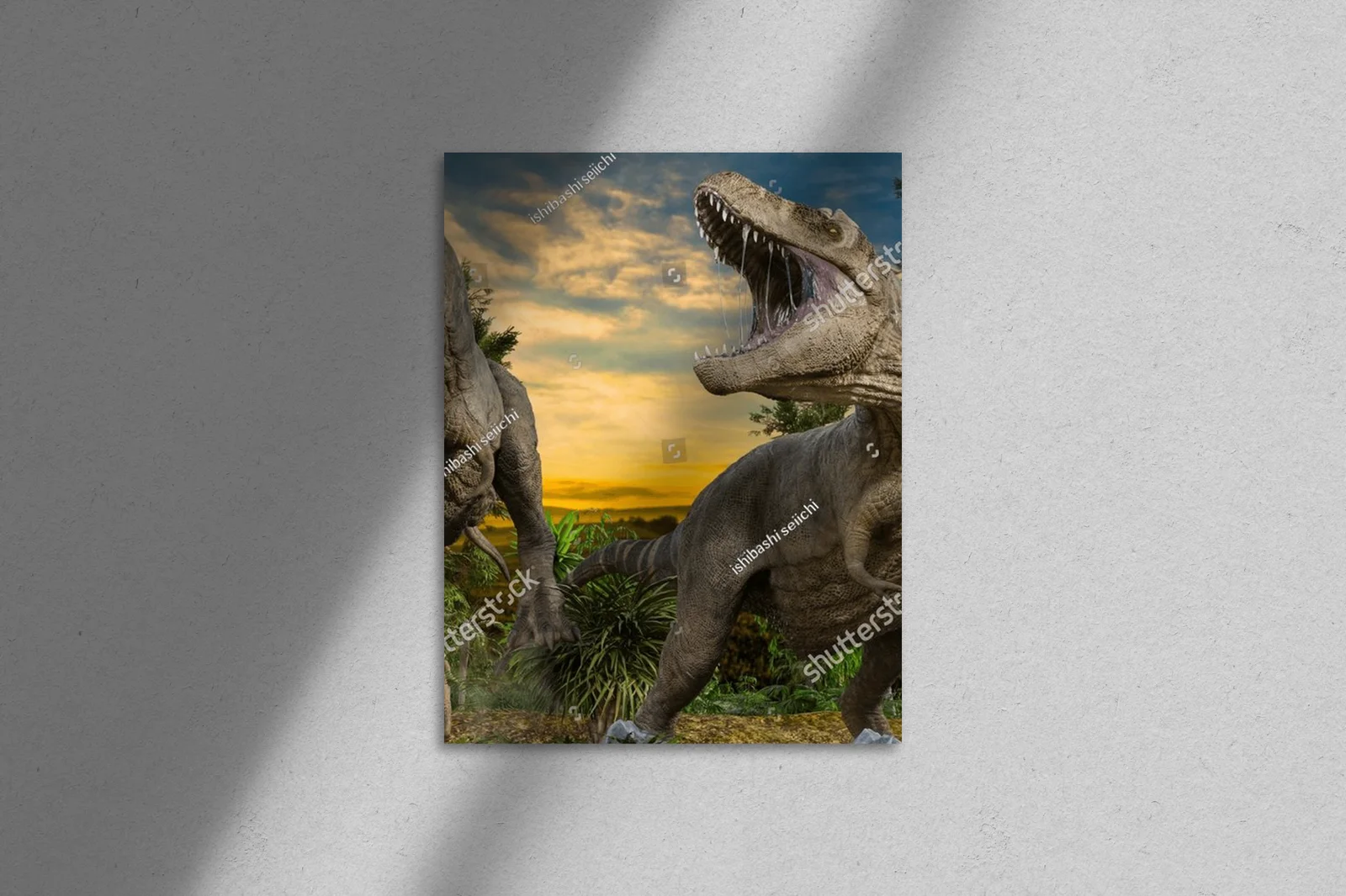 Potężne tyranozaury w majestatycznej scenerii