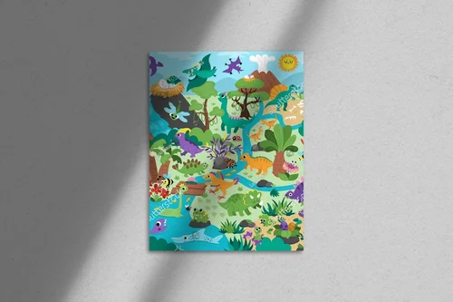 Urokliwe dinozaury w pastelowym krajobrazie