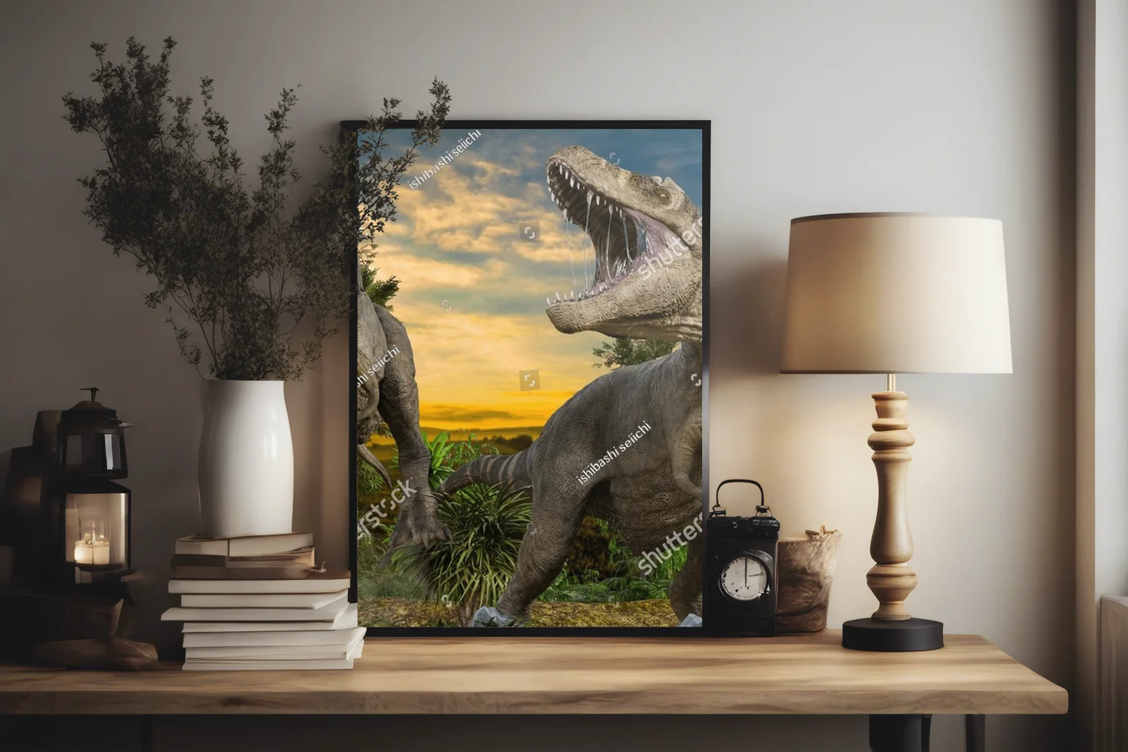 Potężne tyranozaury w majestatycznej scenerii