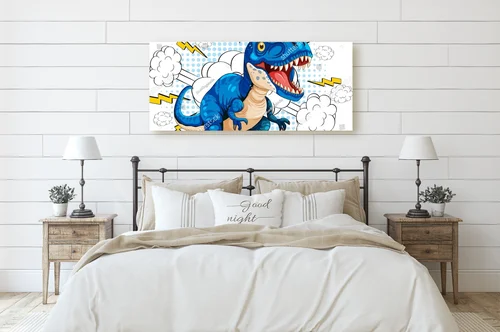 Groźny niebieski dinozaur z elektryzującymi błyskawicami