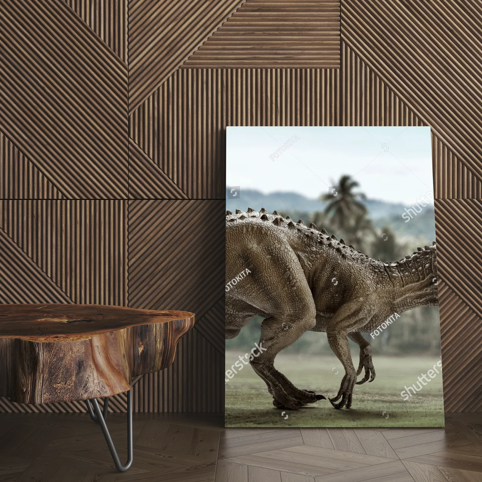 Potężny tyranozaur w otoczeniu zielonej dżungli