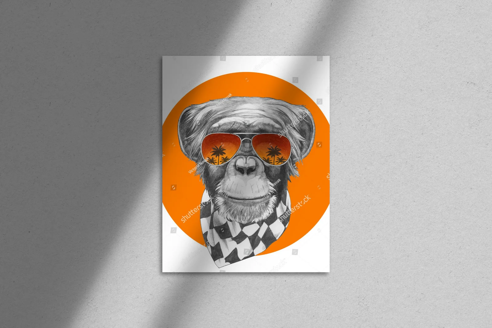 Stylowy portret małpy w retro odsłonie