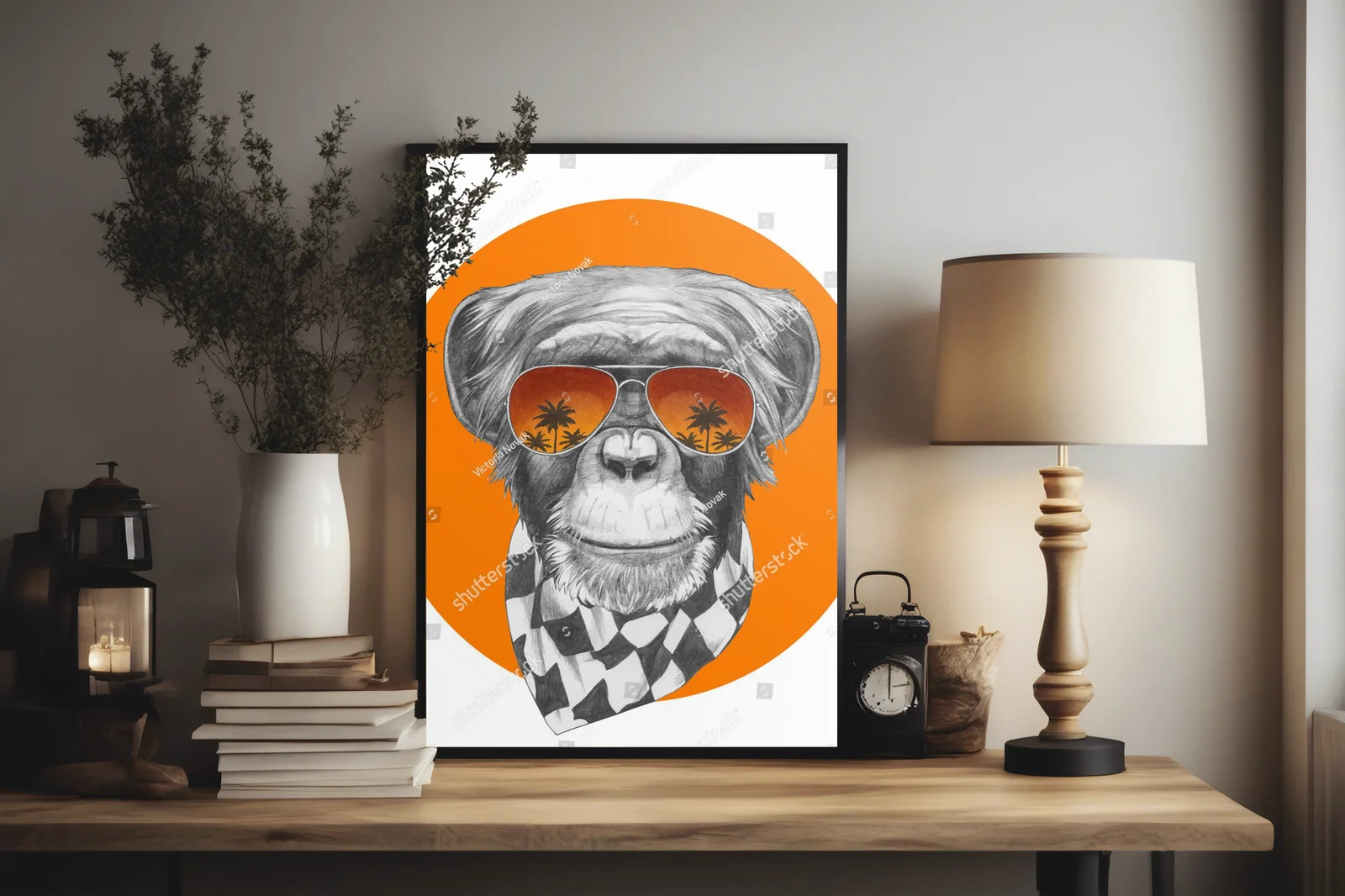 Stylowy portret małpy w retro odsłonie