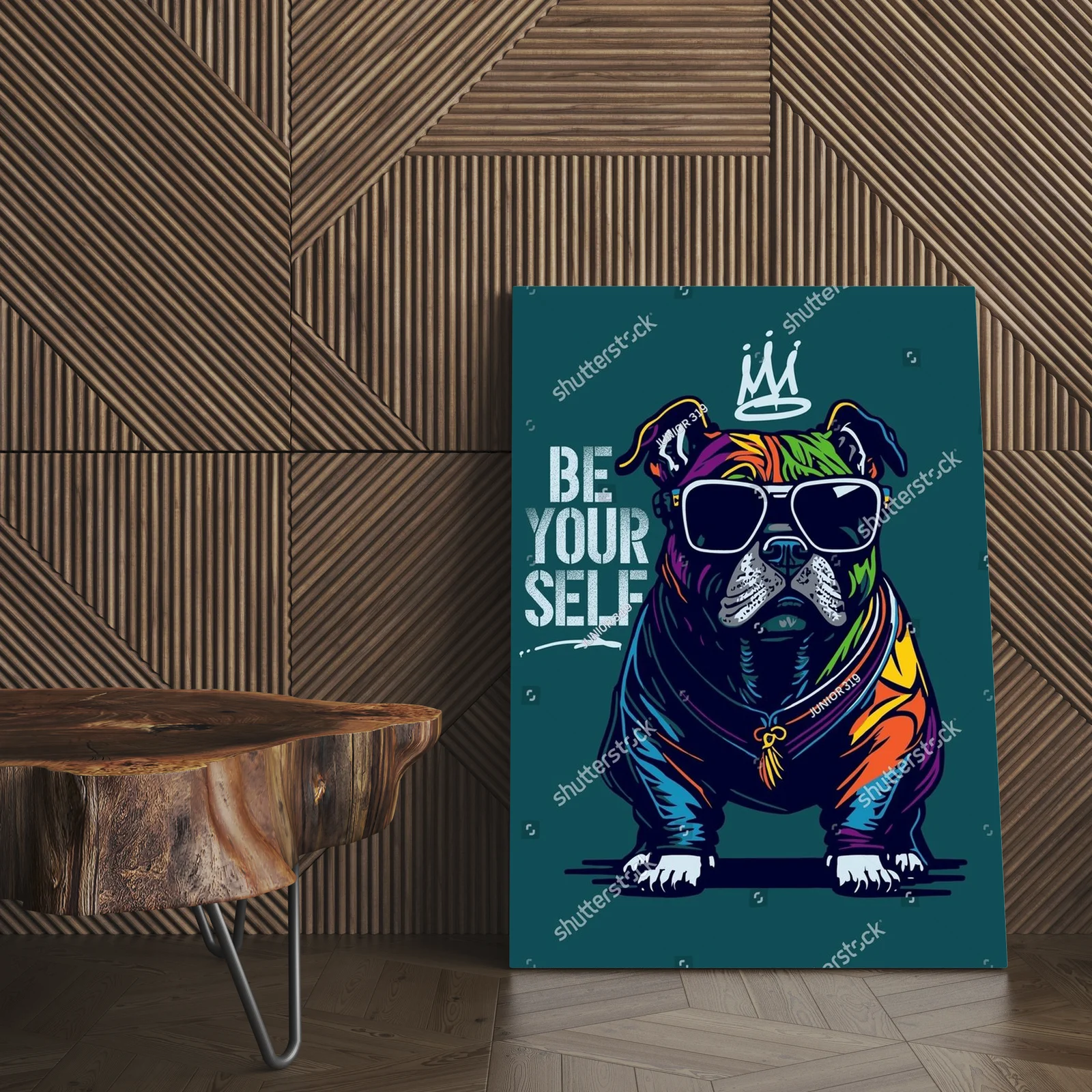Cool bulldog w vintage stylu w radosnych kolorach