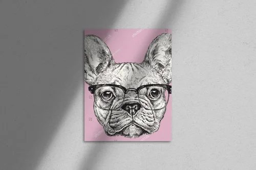 Hipsterski francuski buldog w pastelowej estetyce