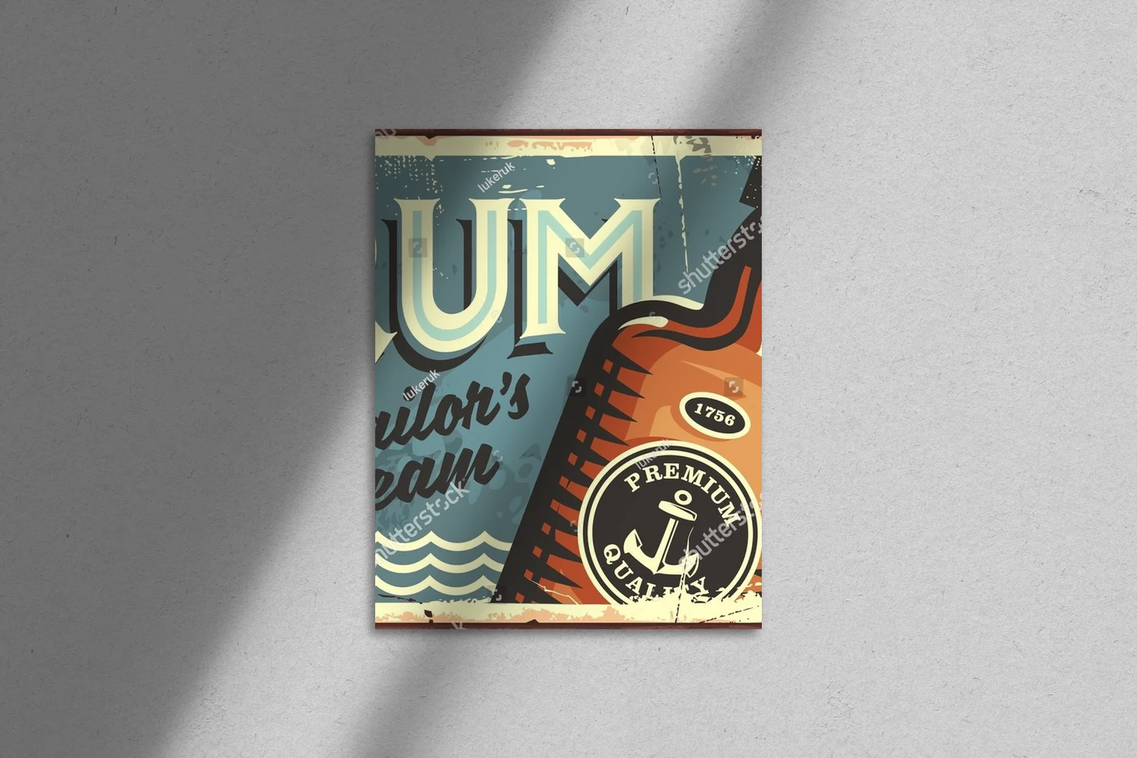 Vintage urok rumu w morskim stylu