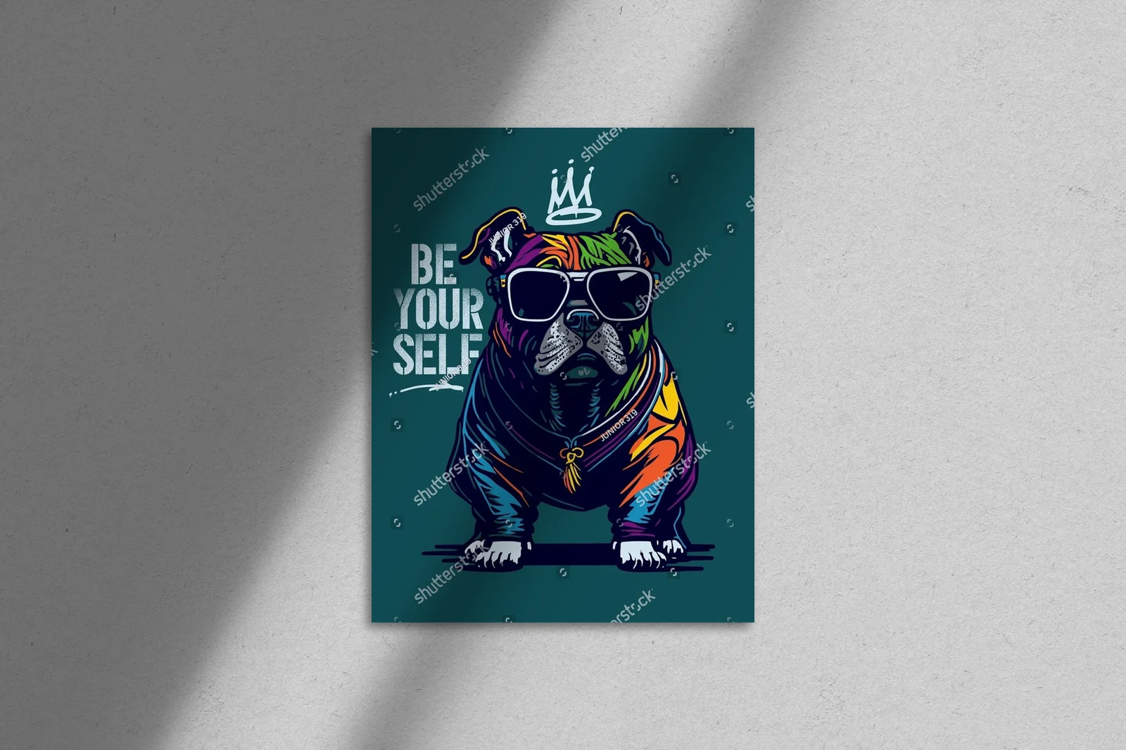 Cool bulldog w vintage stylu w radosnych kolorach