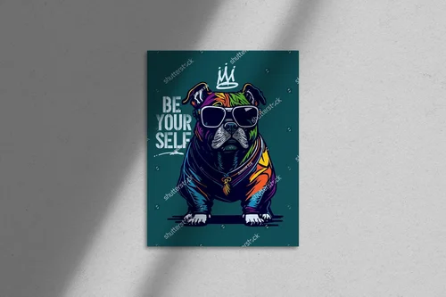 Cool bulldog w vintage stylu w radosnych kolorach