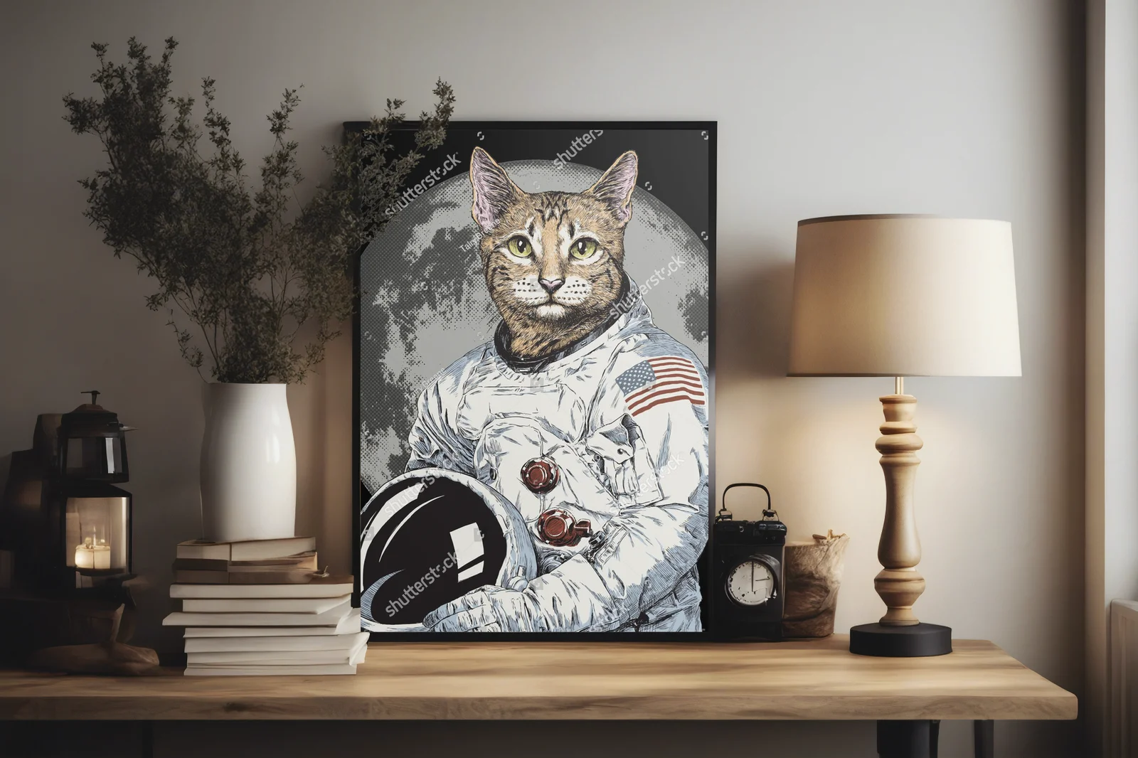 Wesoły hipsterski kot astronauta w kosmosie