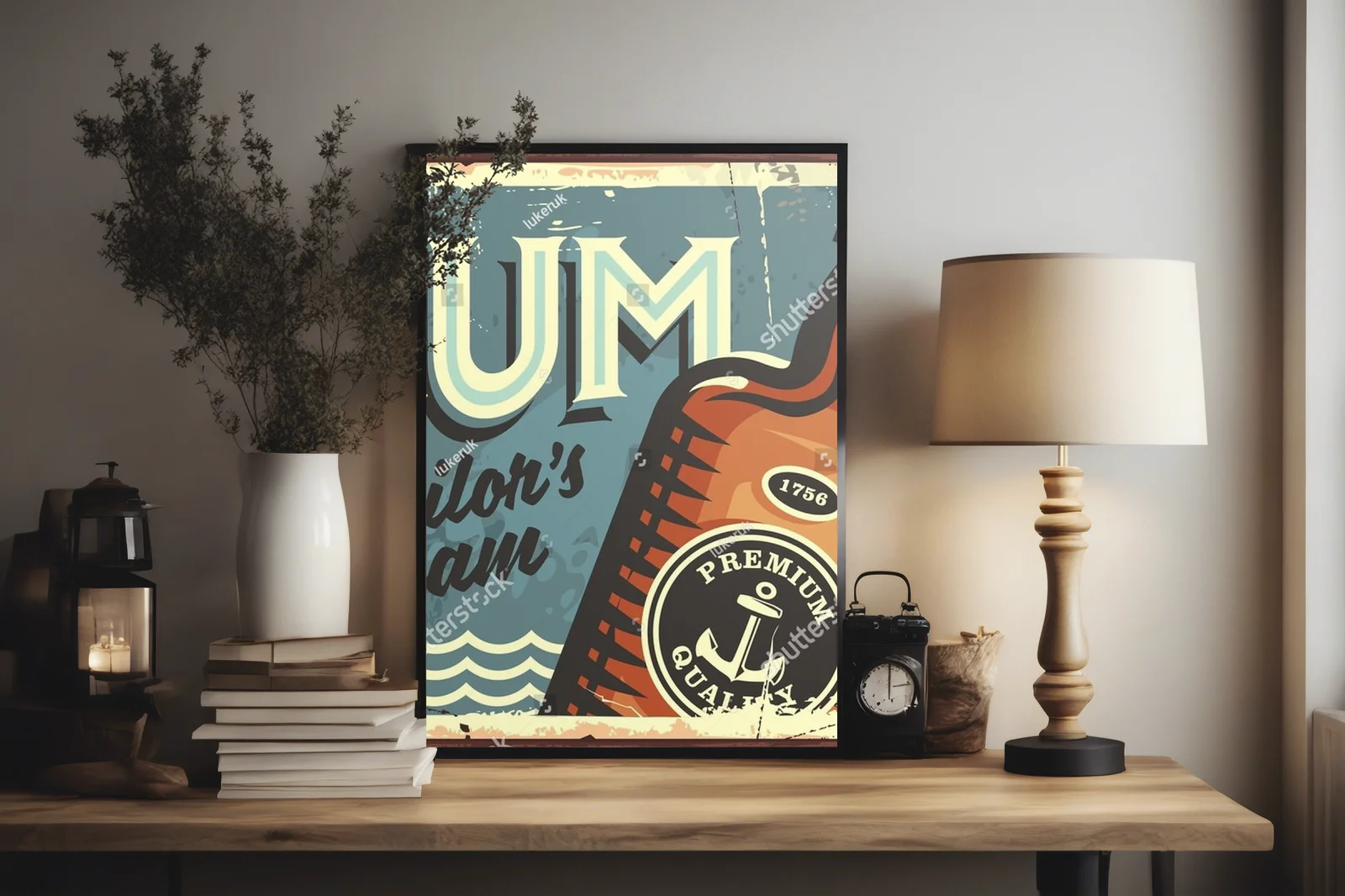 Vintage urok rumu w morskim stylu