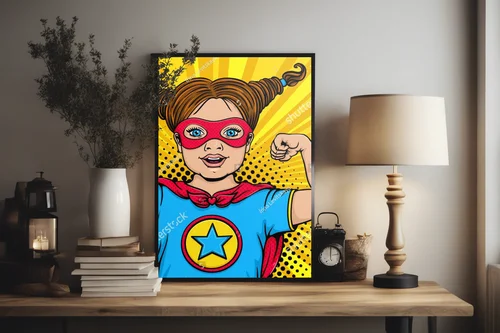 Superbohaterka w retro stylu pełna mocy i radości