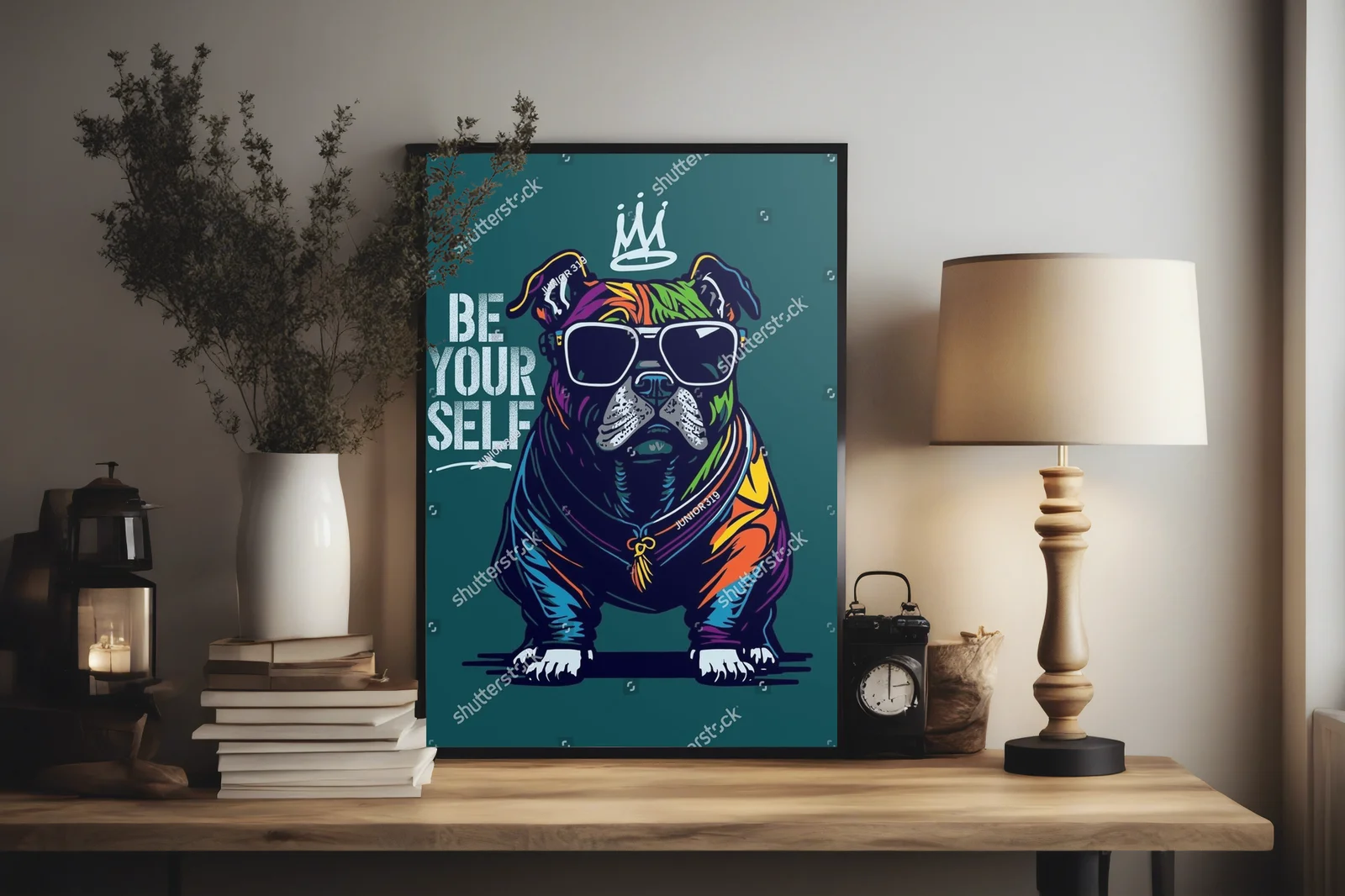 Cool bulldog w vintage stylu w radosnych kolorach
