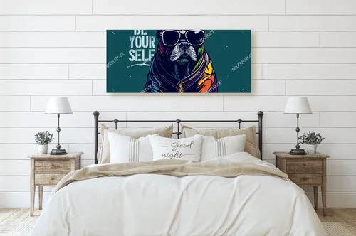 Cool bulldog w vintage stylu w radosnych kolorach