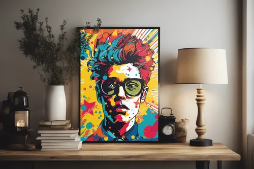 Kolorowa pop-artowa kompozycja w retro stylu
