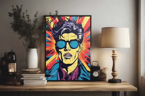 Kolorowy portret retro w stylu pop art