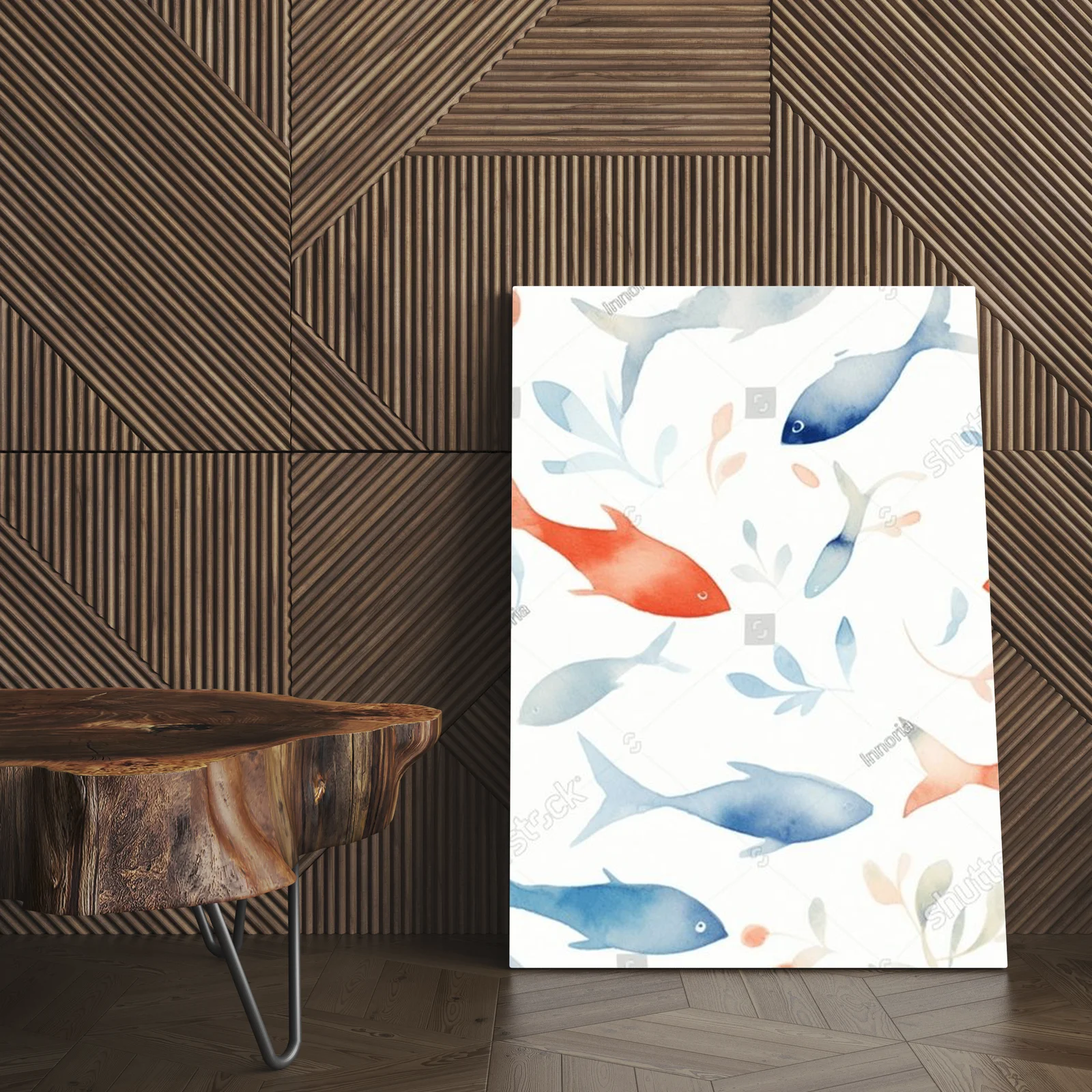 Pastelowa kompozycja morskich ryb w aquarelowych tonach