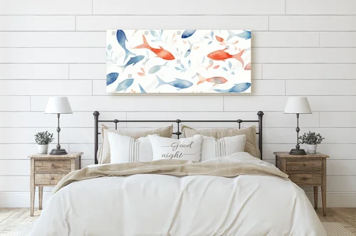 Pastelowa kompozycja morskich ryb w aquarelowych tonach