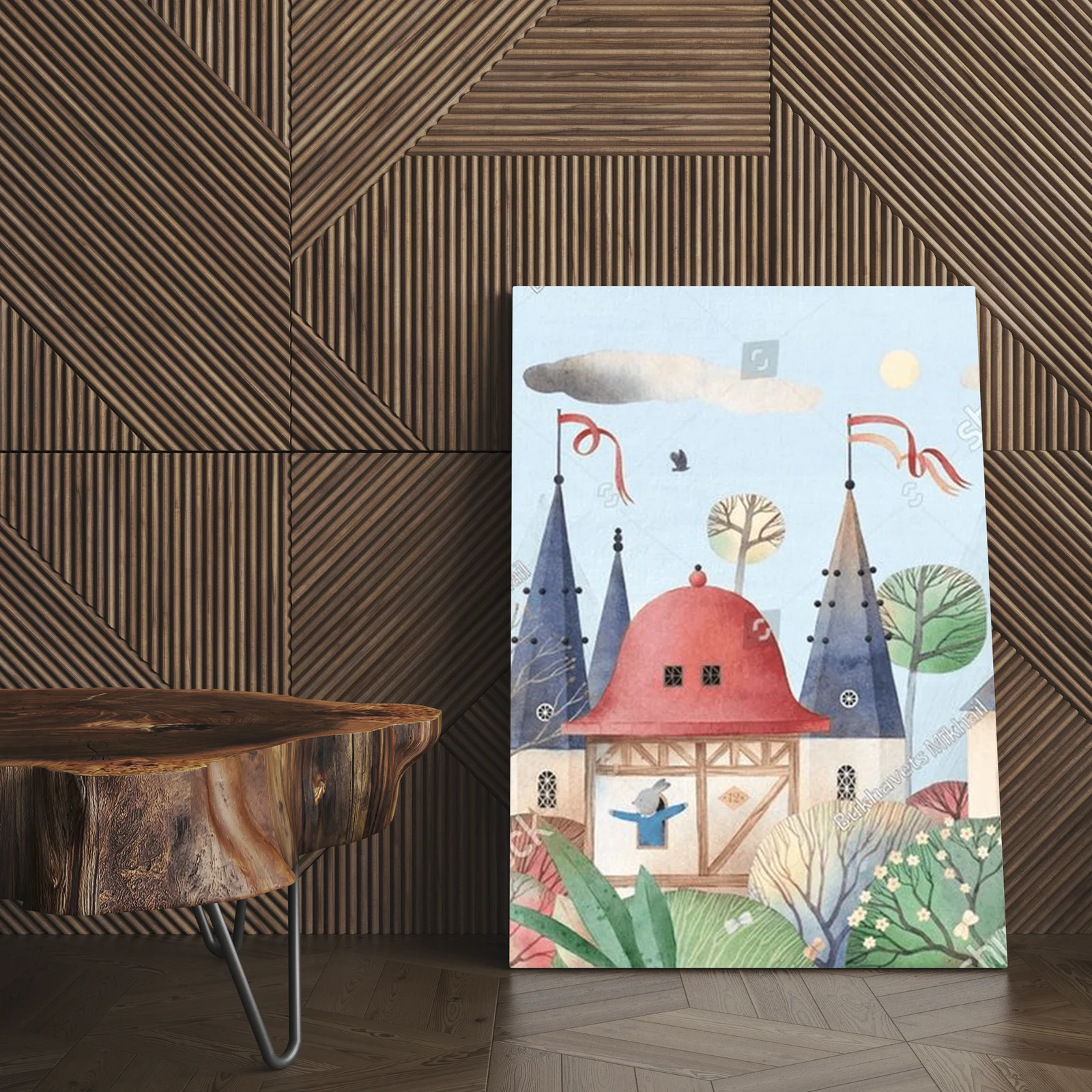 Fabeldomek wśród kwiatowych krzewów